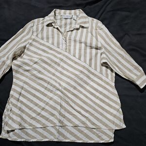 Striped Beige and White Blouse